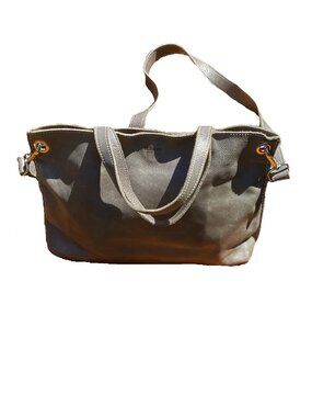 Roots Genuine Tribe Leather Edie Tote, Crossbody , Satchel Bag in Grey